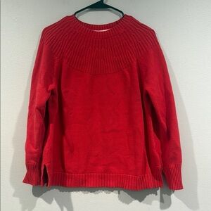 Isaac Mizrahi Red Crew Neck Sweater with Textured Knit - Size Medium